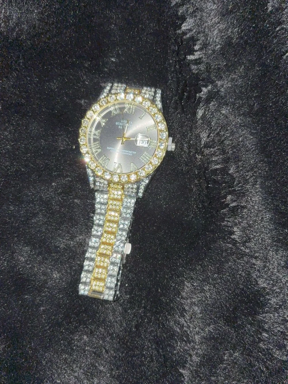 Rhinestone Pavé Silver-Tone Bracelet Watch